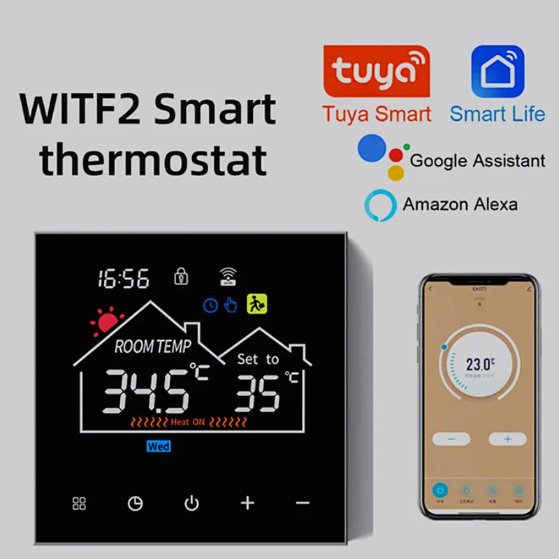 Tuya Smart LCD WiFi напольный термостат | Управление водяным/газовым нагревом | Регулируемый по Фаренгейту/Цельсию | для подогрева пола и газа
Tuya Smart LCD WiFi напольный термостат | Управление водяным/газовым нагревом | Регулируемый по Фаренгейту/Цельсию | для подогрева пола и газа