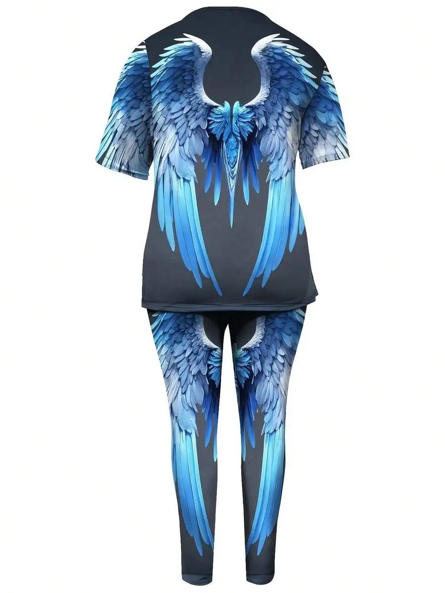Women Plus Size Short Sleeve Top And Leggings Set Blue Wings 3D Print Soft Breathable Fabric
Women Plus Size Short Sleeve Top And Leggings Set Blue Wings 3D Print Soft Breathable Fabric