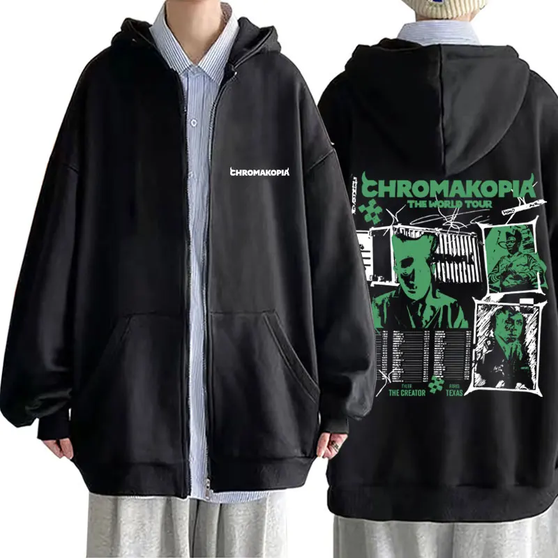 Rapper Tyler The Creator Chromakopia The World Tour Zipper Hoodie Men Women Fashion Hip Hop Long Sleeve Zip Up Jacket Streetwear
Rapper Tyler The Creator Chromakopia The World Tour Zipper Hoodie Men Women Fashion Hip Hop Long Sleeve Zip Up Jacket Streetwear