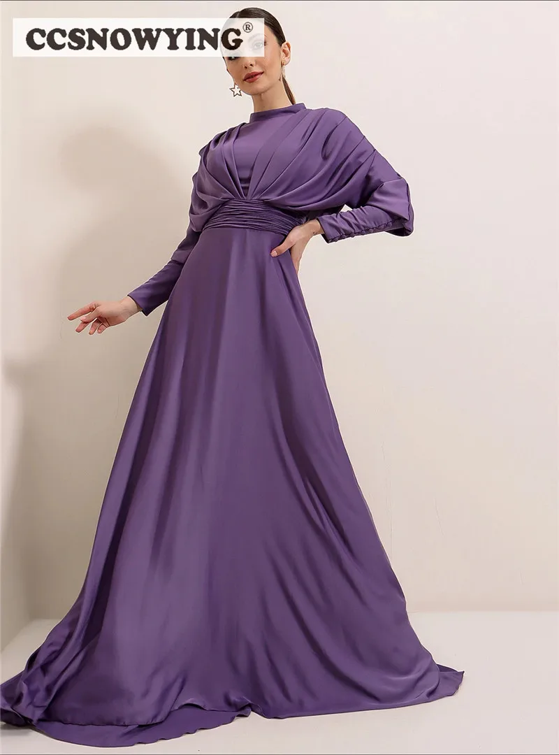 Purple Satin Long Sleeve Muslim Evening Dresses High Neck Islamic Formal Party Gowns A Line Arabic Kaftan Hijab Robe De Soiree
Purple Satin Long Sleeve Muslim Evening Dresses High Neck Islamic Formal Party Gowns A Line Arabic Kaftan Hijab Robe De Soiree