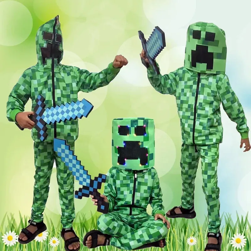 Kids Pixel-man Cosplay Suit Professional-grade Performance Costume for Gamers CreeperSteve Stage Costume for Helloween Party
Kids Pixel-man Cosplay Suit Professional-grade Performance Costume for Gamers CreeperSteve Stage Costume for Helloween Party