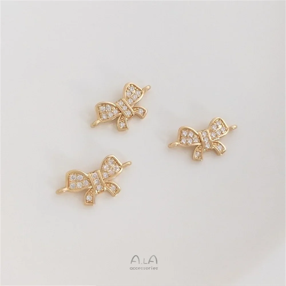 Micro Set Zircon Pendant 14K Gold Bow Double Hanging Accessories DIY Bracelet Necklace Handmade Jewelry Accessories K210
Micro Set Zircon Pendant 14K Gold Bow Double Hanging Accessories DIY Bracelet Necklace Handmade Jewelry Accessories K210