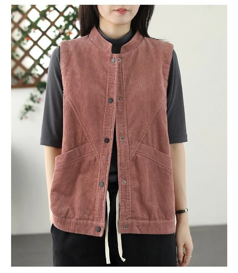Spring Autumn Women Vest New Solid Vintage Corduroy Vest Female Casual Top Loose Sleeveless Jacket Ladies Waistcoat Outerwear
Spring Autumn Women Vest New Solid Vintage Corduroy Vest Female Casual Top Loose Sleeveless Jacket Ladies Waistcoat Outerwear