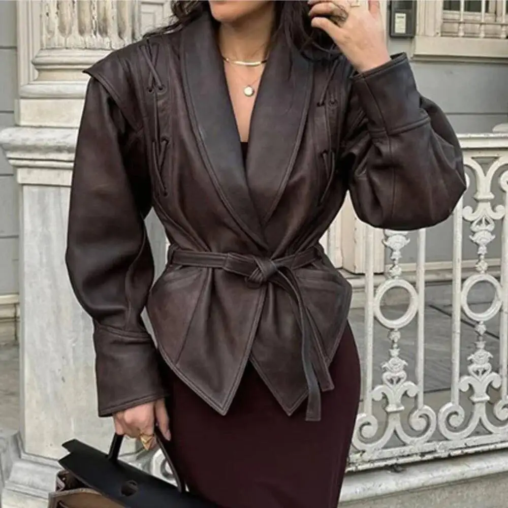 Autumn And Winter Faux Leather Jackets For Women 2026 Chic Dropped Shoulder PU Jacket Coat Casual Office Lady Blouse
Autumn And Winter Faux Leather Jackets For Women 2026 Chic Dropped Shoulder PU Jacket Coat Casual Office Lady Blouse