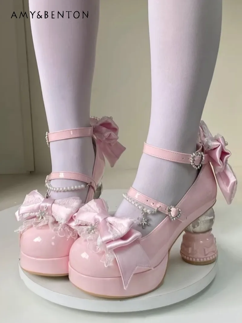 Original Lolita-style Elegant Princess Shoes Transparent Irregular Heel Cute Bow Thick Sole Waterproof Platform for Women Spring
Original Lolita-style Elegant Princess Shoes Transparent Irregular Heel Cute Bow Thick Sole Waterproof Platform for Women Spring