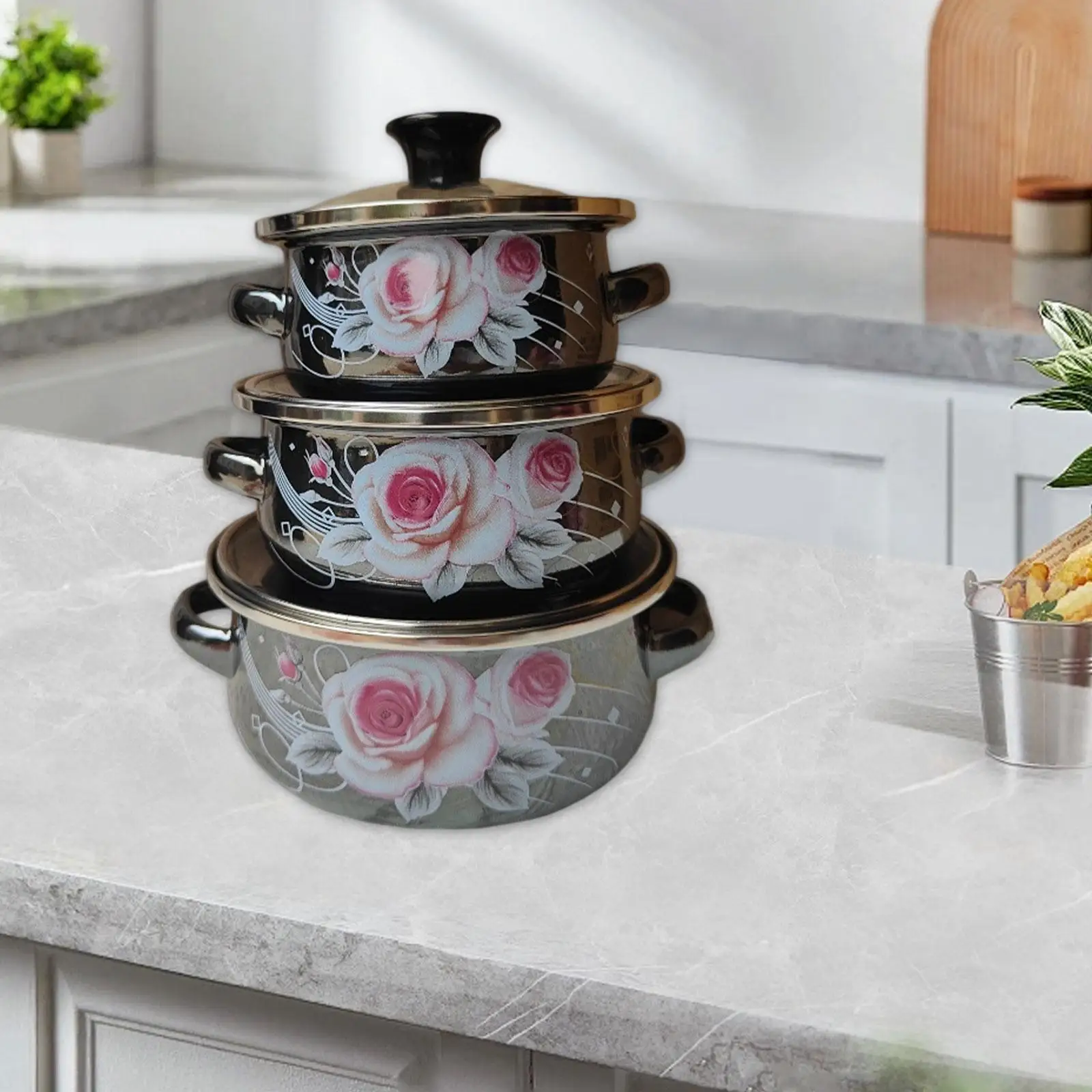 3x Enamel Stockpots Set with Lids Stew Bean Simmer Cookware Kitchen Enamel Pots Double Handle for Gift Buffet Hotel Household
3x Enamel Stockpots Set with Lids Stew Bean Simmer Cookware Kitchen Enamel Pots Double Handle for Gift Buffet Hotel Household