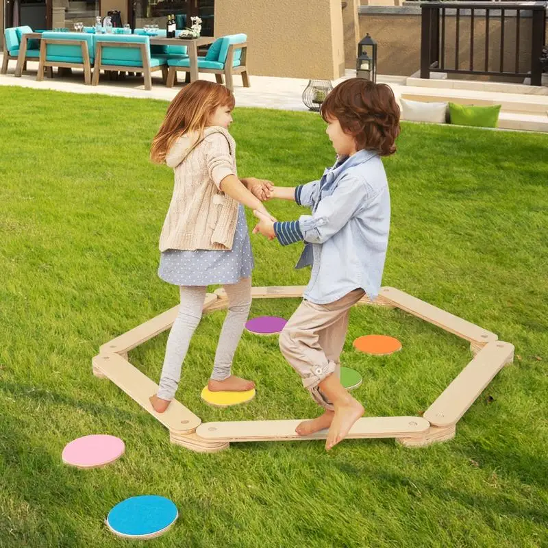 12-Piece Kids Wooden Balance Beam with Colorful Steeping Stones
12-Piece Kids Wooden Balance Beam with Colorful Steeping Stones