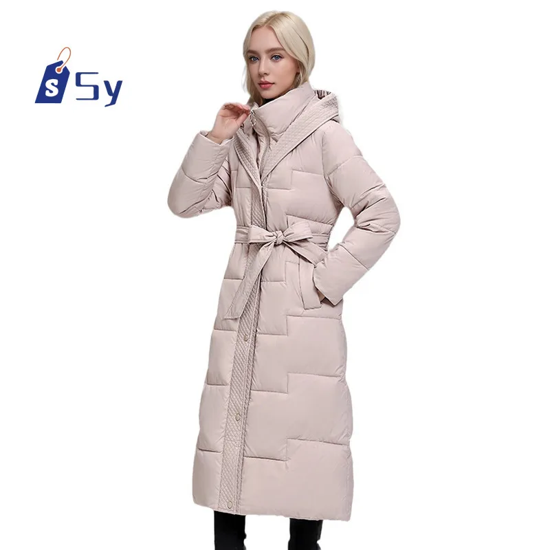 Sy2024 Winter Women's White Down Cotton Coat Women's Hooded Zipper Long Outdoor Casual Thick Warm Solid Color Coat With Belt
Sy2024 Winter Women's White Down Cotton Coat Women's Hooded Zipper Long Outdoor Casual Thick Warm Solid Color Coat With Belt