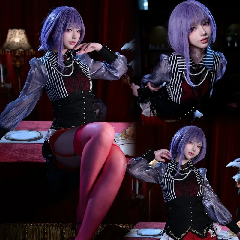 Anime Yutenji Nyamu Cosplay Costume Gothic Top Shorts Retro Clothes Purple Wig Full Set Role Play Outfit for Women
Anime Yutenji Nyamu Cosplay Costume Gothic Top Shorts Retro Clothes Purple Wig Full Set Role Play Outfit for Women