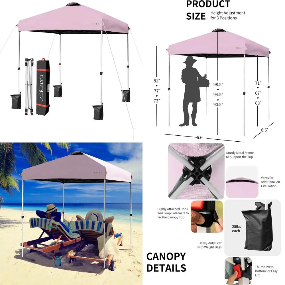 Portable Instant Canopy Tent, 6.6 x 6.6 FT Adjustable Height, Commercial Use, with Roller Bag and 4 Weight Bags for Outdoor Even
Portable Instant Canopy Tent, 6.6 x 6.6 FT Adjustable Height, Commercial Use, with Roller Bag and 4 Weight Bags for Outdoor Even