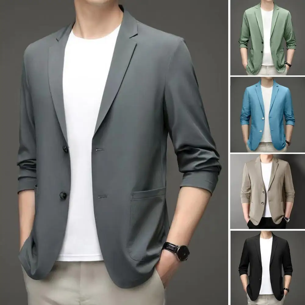 Two-button Men Suit Coat Stylish Lapel Business Coat Double Buttoned Solid Color Men's Work Jacket Formal Summer Suit
Two-button Men Suit Coat Stylish Lapel Business Coat Double Buttoned Solid Color Men's Work Jacket Formal Summer Suit