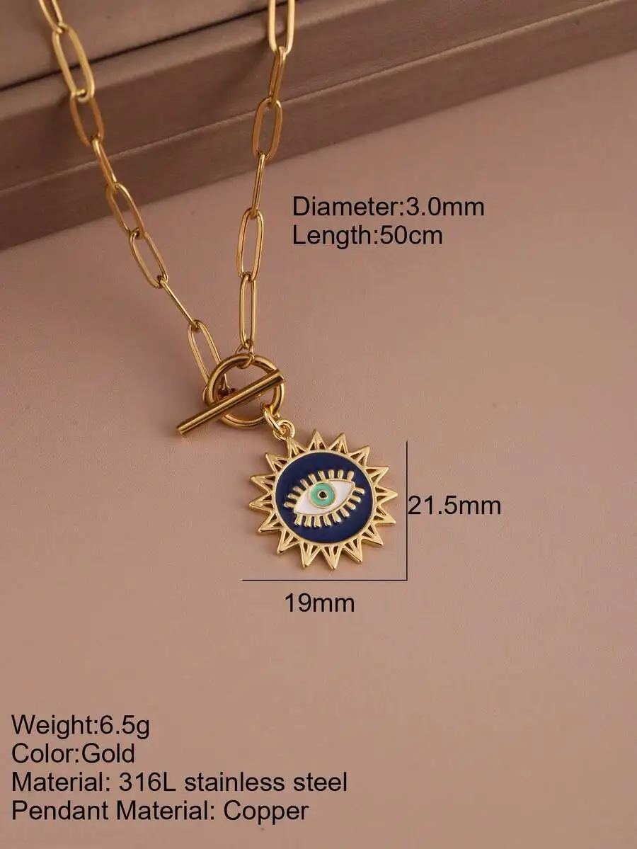 Stainless Steel Chain Necklace With Evil Eye Pendant Women Fashion Jewelry
Stainless Steel Chain Necklace With Evil Eye Pendant Women Fashion Jewelry