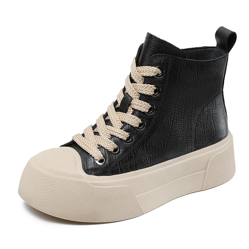 5CM 2024 Spring Autumn Chunky Platform Ankle Boots Women Genuine Leather Lace-Up Zipper High Top Thick Sole Casual Board Shoes
5CM 2024 Spring Autumn Chunky Platform Ankle Boots Women Genuine Leather Lace-Up Zipper High Top Thick Sole Casual Board Shoes