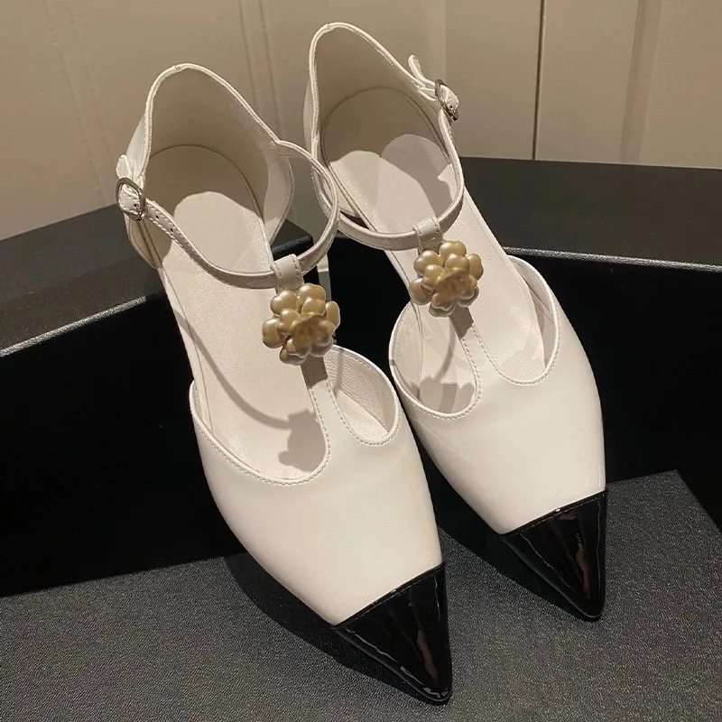 Camellia Flower Mary Jane Shoes One-Buckle Strap Color-Blocked Pointed Toe Wedge Sandals Lether Women Pumps Sandalias Mujer
Camellia Flower Mary Jane Shoes One-Buckle Strap Color-Blocked Pointed Toe Wedge Sandals Lether Women Pumps Sandalias Mujer