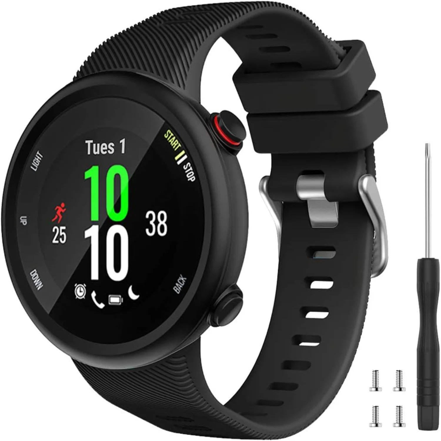 Soft and Flexible Silicone Replacement Watch Band for Garmin Forerunner 45S - Ultimate Comfort and Flexibility - Genuine Fit for
Soft and Flexible Silicone Replacement Watch Band for Garmin Forerunner 45S - Ultimate Comfort and Flexibility - Genuine Fit for