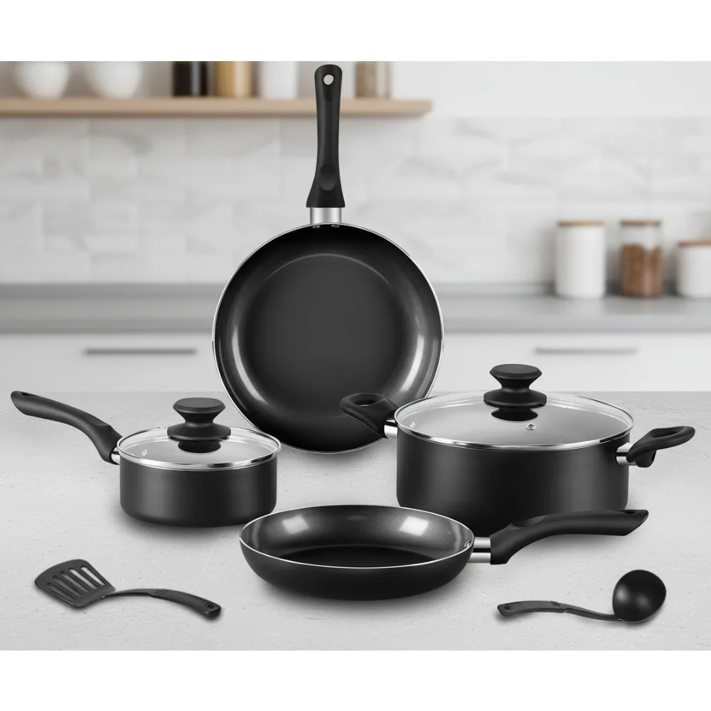 8-Piece Black Ceramic Cookware Set, Nonstick Induction Safe Pots Pans with Utensils for Healthy Cooking
8-Piece Black Ceramic Cookware Set, Nonstick Induction Safe Pots Pans with Utensils for Healthy Cooking