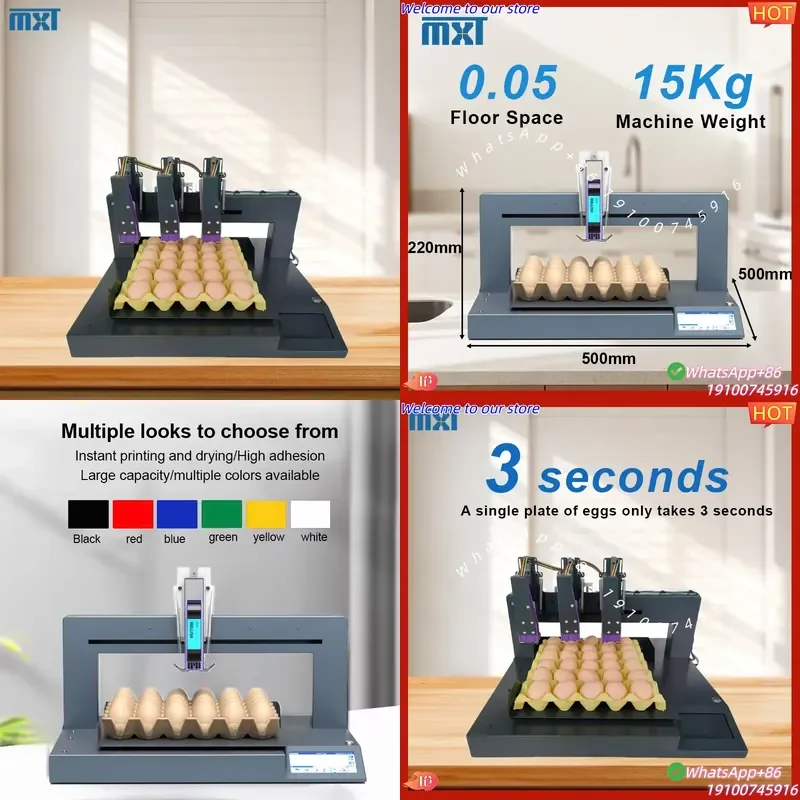 CE Certificate Intelligent Printing of the Production Date Serial Number of the Whole Tray of Eggs Fully Automatic 3-nozzle
CE Certificate Intelligent Printing of the Production Date Serial Number of the Whole Tray of Eggs Fully Automatic 3-nozzle