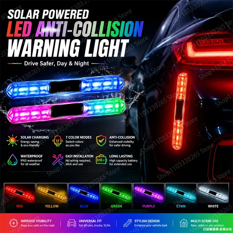 Solar Powered LED Anti-Collision Warning Light Waterproof Stick-On Car Side Safety Marker Lamp No Wiring
Solar Powered LED Anti-Collision Warning Light Waterproof Stick-On Car Side Safety Marker Lamp No Wiring