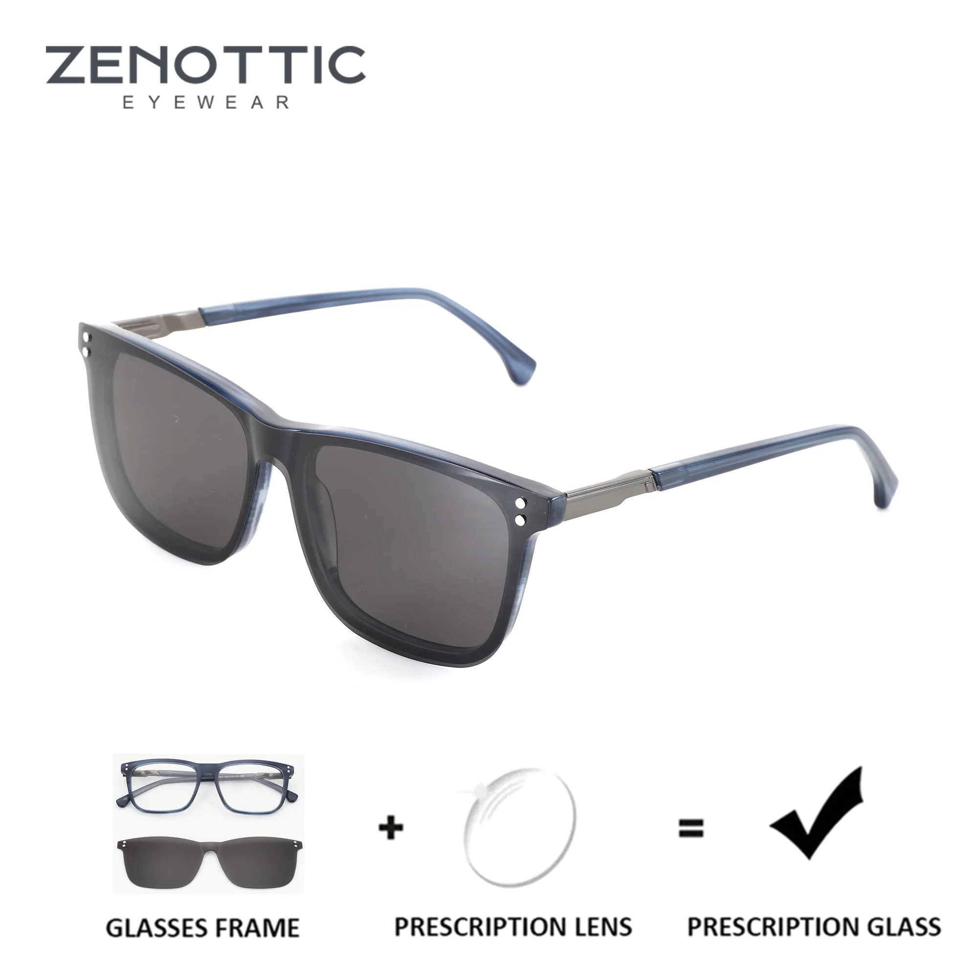 ZENOTTIC (M Size) Men's Square Acetate Clip on Prescription Glasses Anti Blue Light Myopia Optical Eyeglasses Progressive Lenses
ZENOTTIC (M Size) Men's Square Acetate Clip on Prescription Glasses Anti Blue Light Myopia Optical Eyeglasses Progressive Lenses