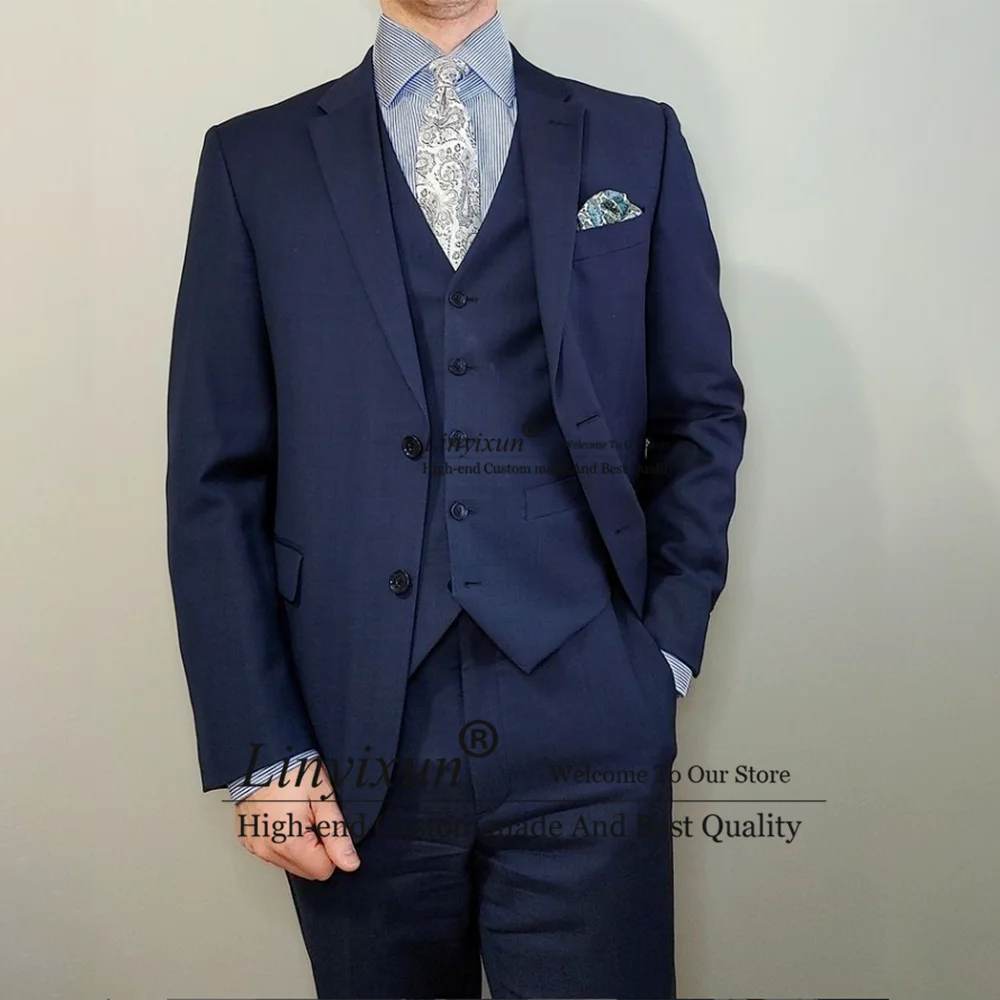 Navy Blue Mens Suits Formal Business Blazer Slim Fit Wedding Groom Tuxedo Banquet 3 Piece Set Jacket Vest Pants Terno Masculino
Navy Blue Mens Suits Formal Business Blazer Slim Fit Wedding Groom Tuxedo Banquet 3 Piece Set Jacket Vest Pants Terno Masculino