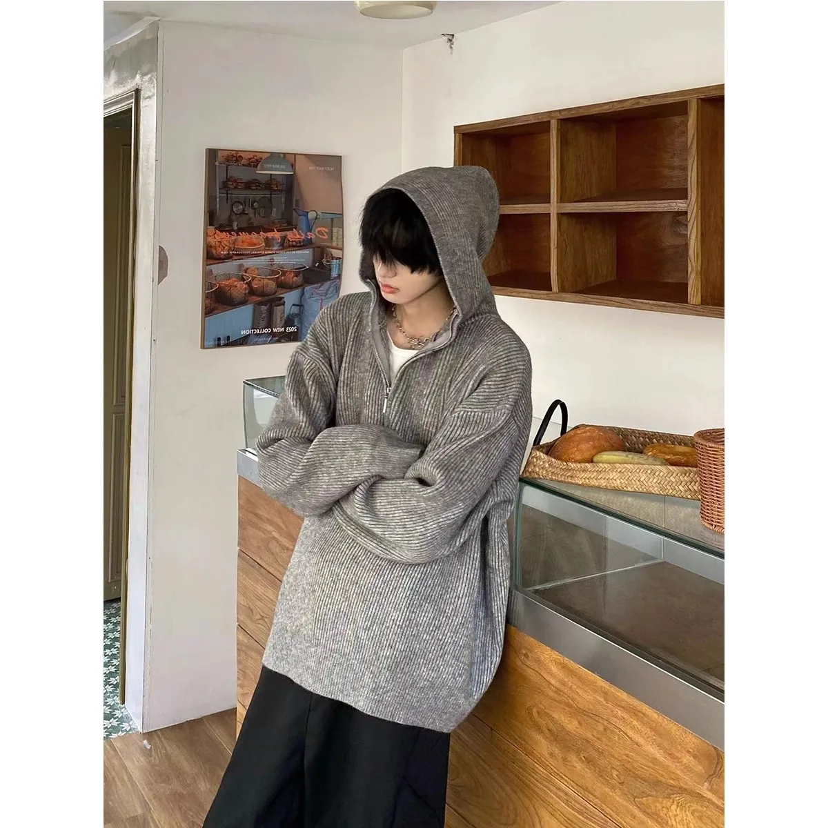 Loose Men's Knitted Sweater Hooded Zipper Decorated Casual Long Sve Autumn Winter New Sle Korean Version Lazy Sle Laye...
Loose Men's Knitted Sweater Hooded Zipper Decorated Casual Long Sve Autumn Winter New Sle Korean Version Lazy Sle Laye...