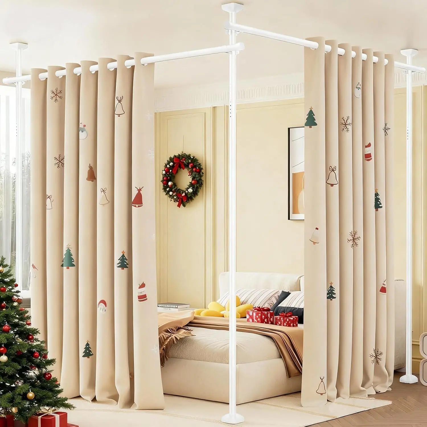 Adjustable Tension Room Divider Rod, No Drilling Floor-to-Ceiling Partition for Privacy, White
Adjustable Tension Room Divider Rod, No Drilling Floor-to-Ceiling Partition for Privacy, White