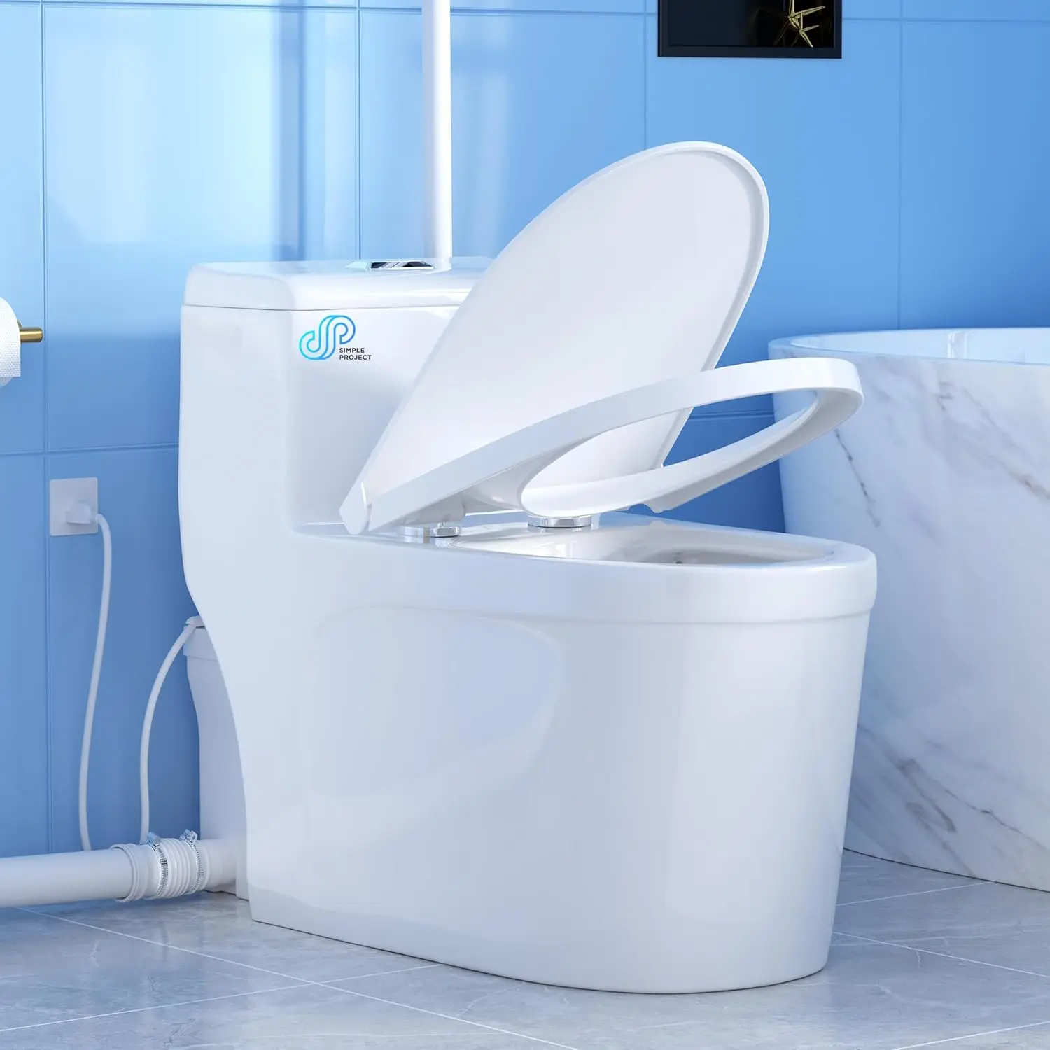 One Piece Toilet with Pump, Macerating Toilet System with Macerator Pump, 600W Upflush Toilets for Basement - 3 Inlets, Custom
One Piece Toilet with Pump, Macerating Toilet System with Macerator Pump, 600W Upflush Toilets for Basement - 3 Inlets, Custom