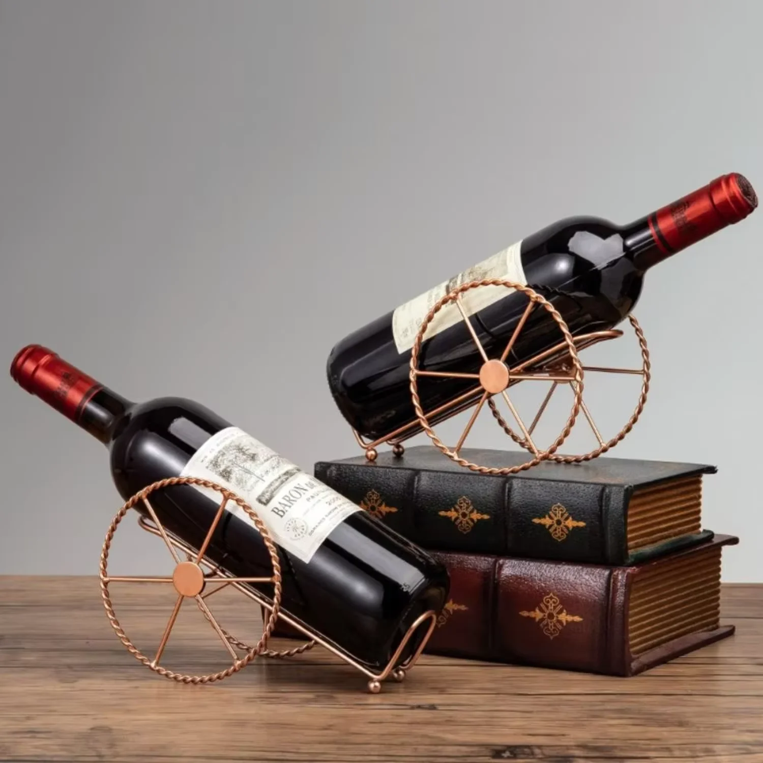 Retro Metal Red Wine Rack Bronze Iron Wheels Design Wine Holder Wine Display Rack Beer Whisky Wine Bottles Stand Decor
Retro Metal Red Wine Rack Bronze Iron Wheels Design Wine Holder Wine Display Rack Beer Whisky Wine Bottles Stand Decor