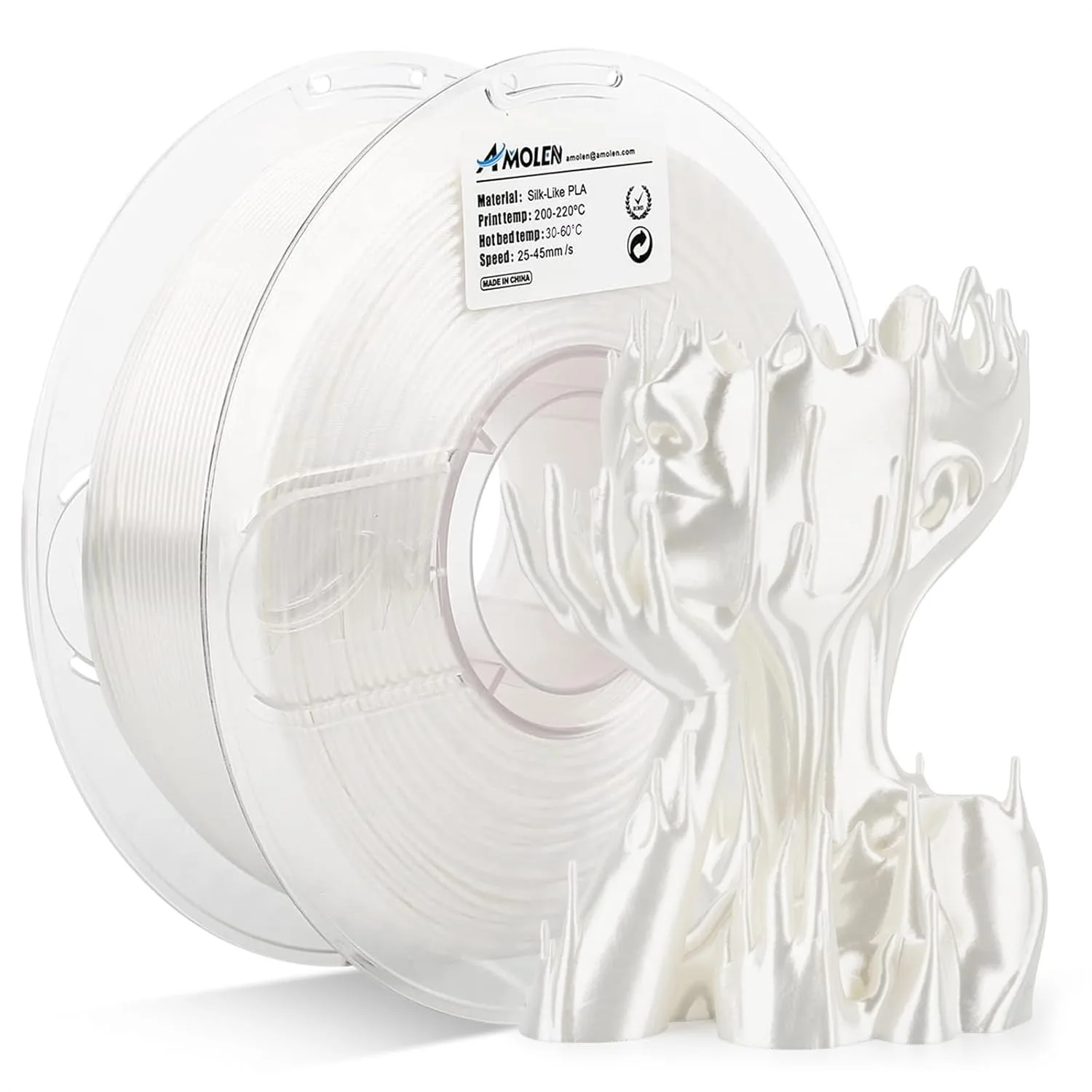 Silk PLA Filament 1.75mm, Shiny White 3D Printer Filament, 1kg Spool for Smooth & Glossy Prints, Compatible with Most FDM 3D
Silk PLA Filament 1.75mm, Shiny White 3D Printer Filament, 1kg Spool for Smooth & Glossy Prints, Compatible with Most FDM 3D