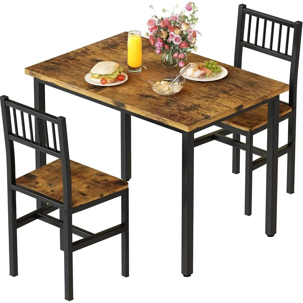 Space-Saving Wooden Breakfast Nook Table and 2 Chairs for Small Dining Rooms in Brown
Space-Saving Wooden Breakfast Nook Table and 2 Chairs for Small Dining Rooms in Brown