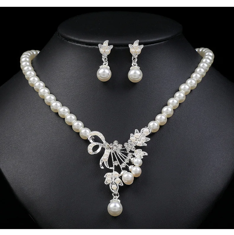 Korean personality pearl necklace earrings set women's fashion temperament explosive alloy plating
Korean personality pearl necklace earrings set women's fashion temperament explosive alloy plating