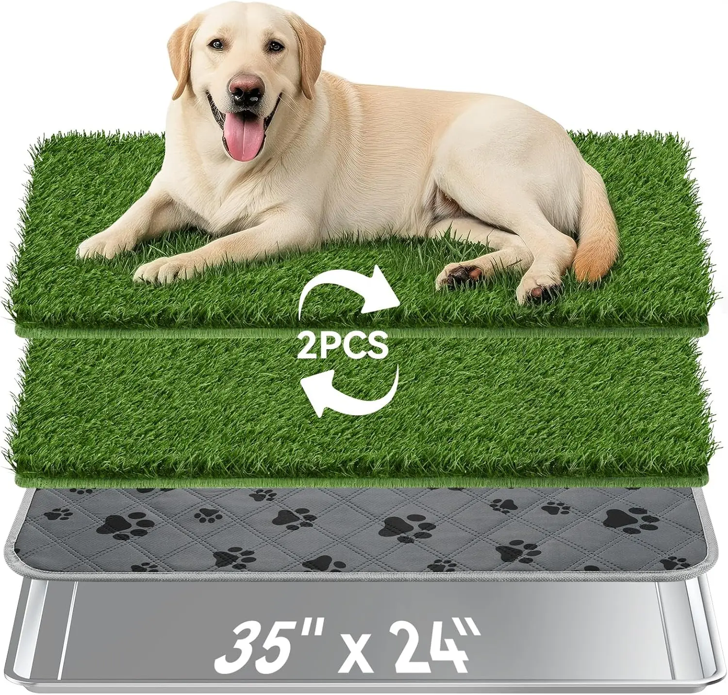 Large Stainless Steel Dog Litter Box with Grass Pad and Tray, 35x24 Inch for Indoor Outdoor Use
Large Stainless Steel Dog Litter Box with Grass Pad and Tray, 35x24 Inch for Indoor Outdoor Use