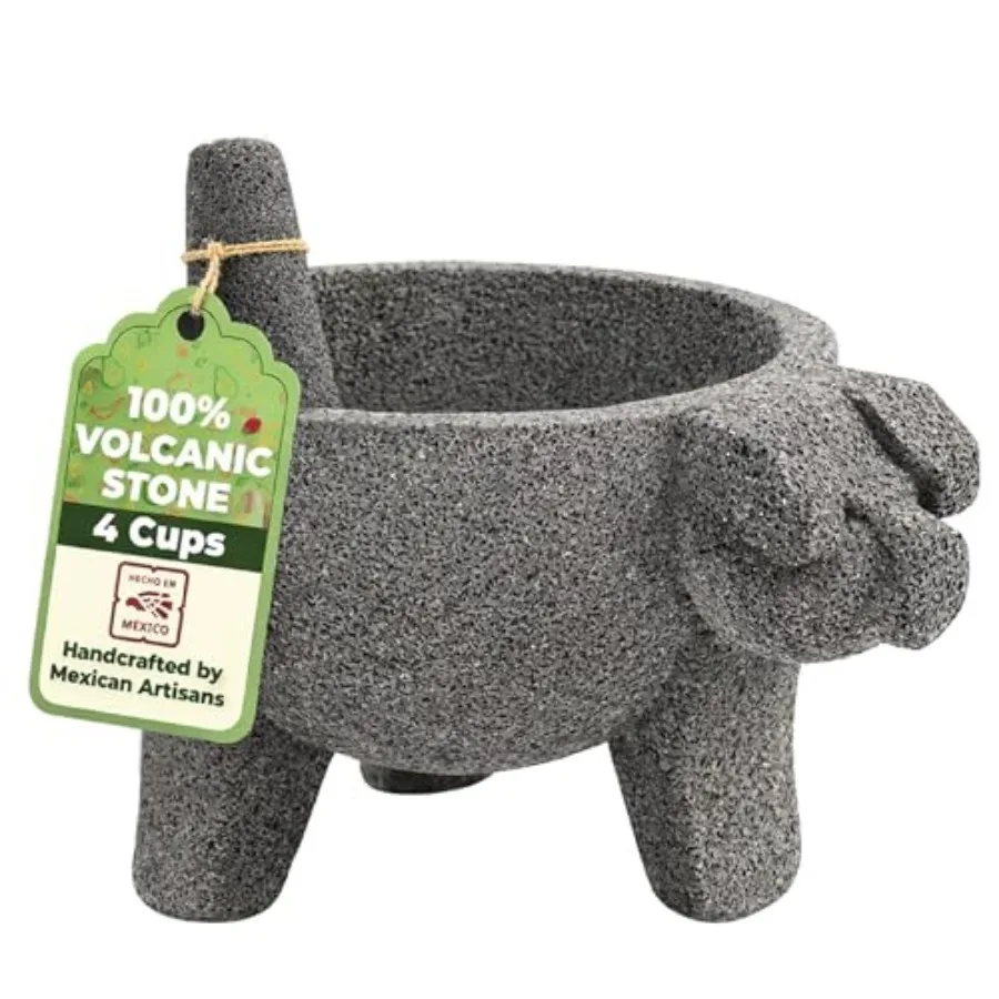 9 inch Molcajete Mortar and Pestle with Pig Design Mexican Handmade with Lava Stone Ideal as Herb Bowl Spice Grinder Volcanic S
9 inch Molcajete Mortar and Pestle with Pig Design Mexican Handmade with Lava Stone Ideal as Herb Bowl Spice Grinder Volcanic S