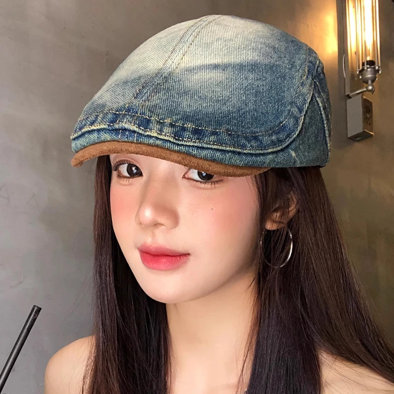 Retro Washed Denim Forward Hats for Women Spring Autumn Travel Sunscreen Fashion Versatile Adjustable Literary Berets Cap Men 
Retro Washed Denim Forward Hats for Women Spring Autumn Travel Sunscreen Fashion Versatile Adjustable Literary Berets Cap Men