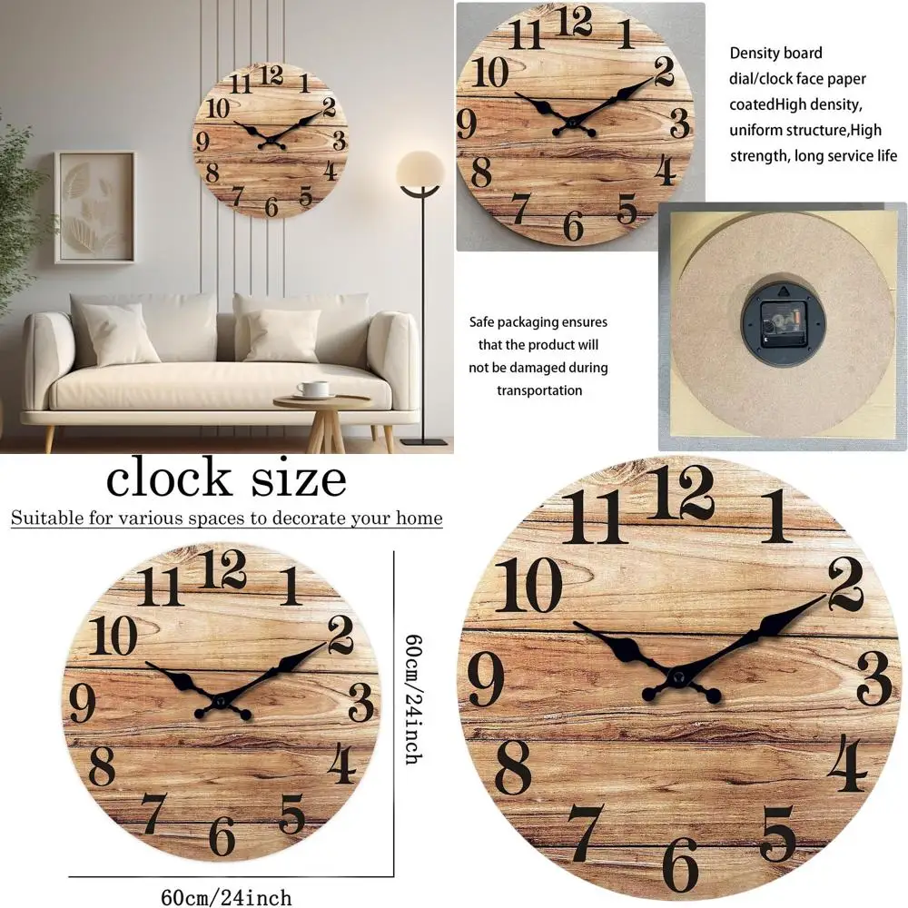 24 Rustic Wood-Look Wall Clock - Large, Battery-Powered Silent Timepiece (MDF, Not Solid Wood)
24 Rustic Wood-Look Wall Clock - Large, Battery-Powered Silent Timepiece (MDF, Not Solid Wood)