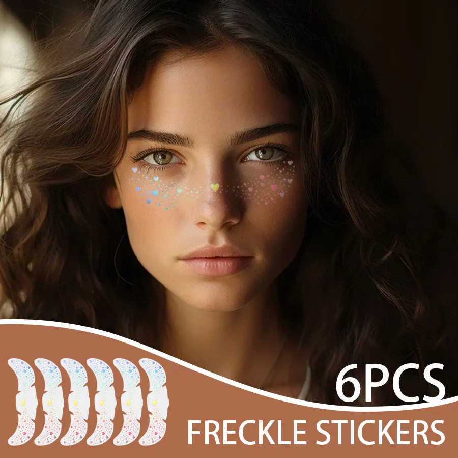 6Pcs Hot Stamping Metallic Gold Silver Fake Freckles Temporary Tattoo Stickers - Shiny Face Makeup Patches for Party Christmas
6Pcs Hot Stamping Metallic Gold Silver Fake Freckles Temporary Tattoo Stickers - Shiny Face Makeup Patches for Party Christmas