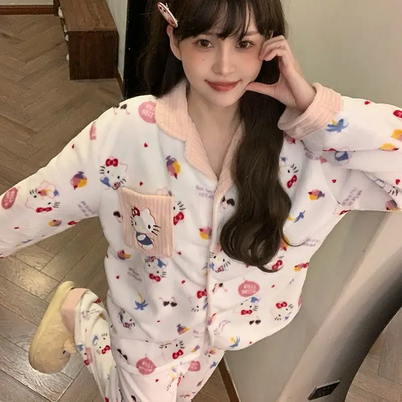 2Pcs Anime Kuromi Melody Hello Kitty 2Pcs Woman's Pajamas Set Girls Coral Fleece Thicken Warm Fashion Kawaii Student Homewear
2Pcs Anime Kuromi Melody Hello Kitty 2Pcs Woman's Pajamas Set Girls Coral Fleece Thicken Warm Fashion Kawaii Student Homewear
