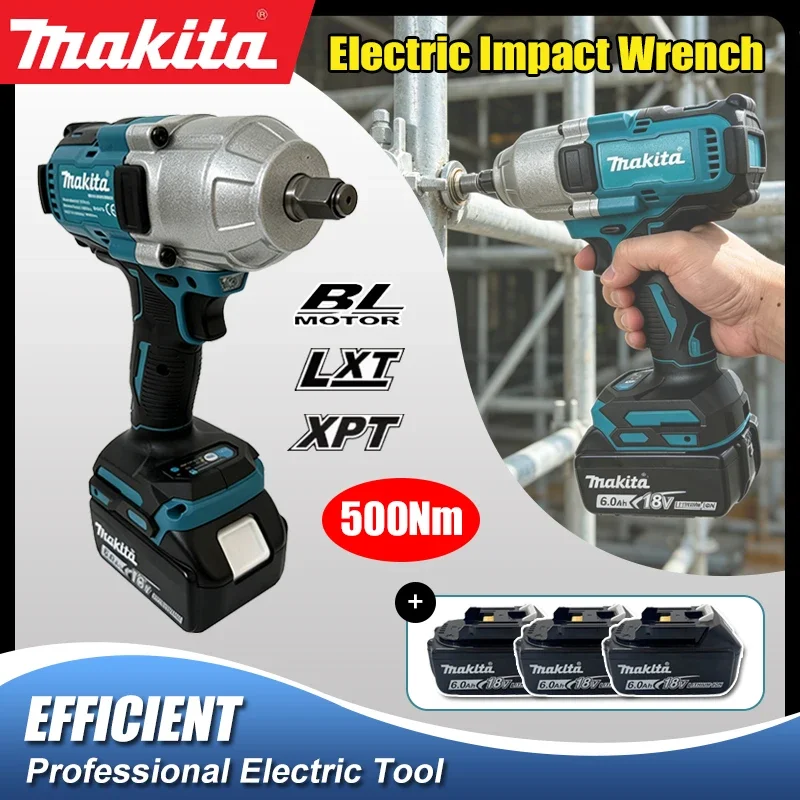 Makita Brushless Cordless Impact Wrench 500Nm High Torque Square Drive Electric Impact Gun For Car Tire Repair Construction
Makita Brushless Cordless Impact Wrench 500Nm High Torque Square Drive Electric Impact Gun For Car Tire Repair Construction