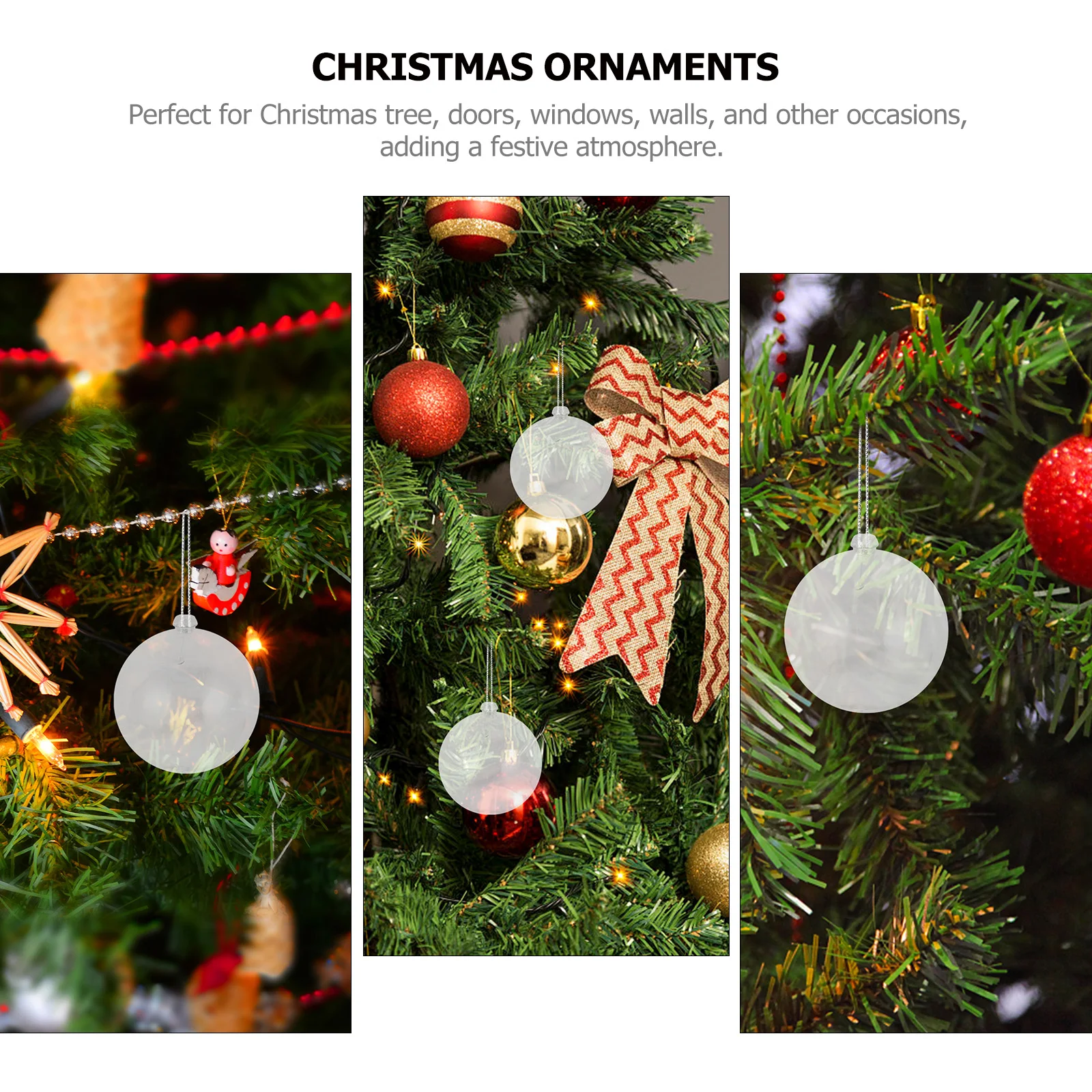 25 pcs Christmas Decoration Balls Clear Plastic Hanging Ornaments Tree Xmas Colorful Holiday Unique Design Sturdy
25 pcs Christmas Decoration Balls Clear Plastic Hanging Ornaments Tree Xmas Colorful Holiday Unique Design Sturdy