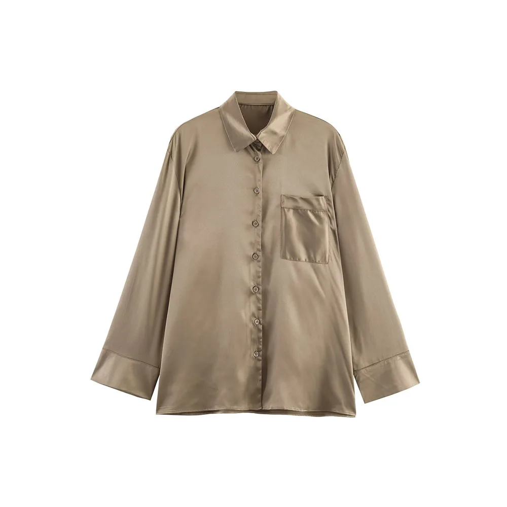 Повседневная шикарная женская однотонная блузка с отложным воротником, однобортная свободная блузка с длинными рукавами и карманами, новые модные рубашки
Повседневная шикарная женская однотонная блузка с отложным воротником, однобортная свободная блузка с длинными рукавами и карманами, новые модные рубашки