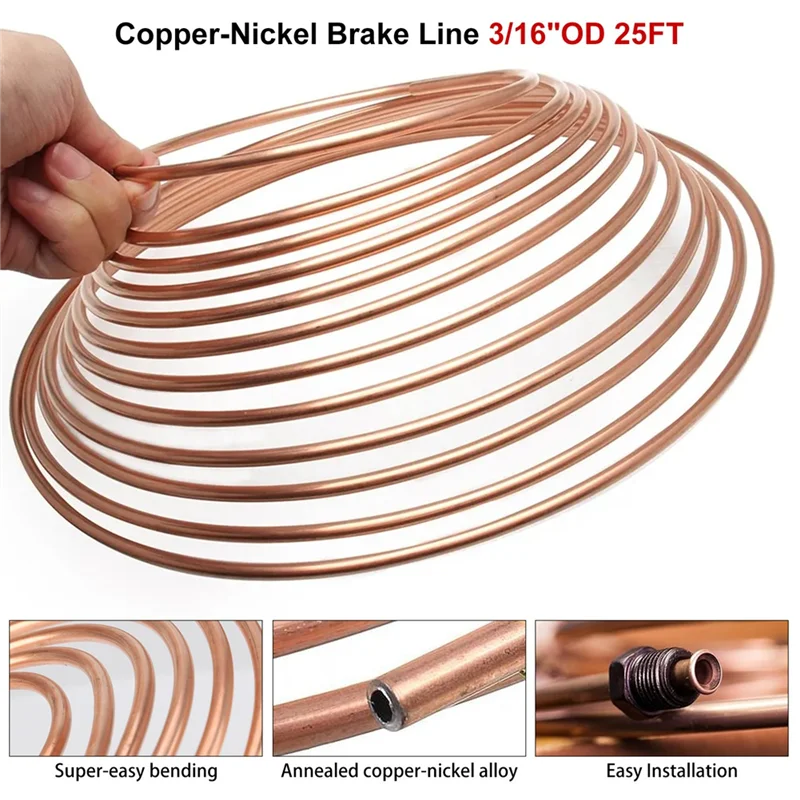 Reliable 25Ft 7.62M 3/16Inch OD Roll Tube Coil Brake Line Pipe Tube House Repair Kit With 16PCS Tube Nuts Double Flaring Tool
Reliable 25Ft 7.62M 3/16Inch OD Roll Tube Coil Brake Line Pipe Tube House Repair Kit With 16PCS Tube Nuts Double Flaring Tool