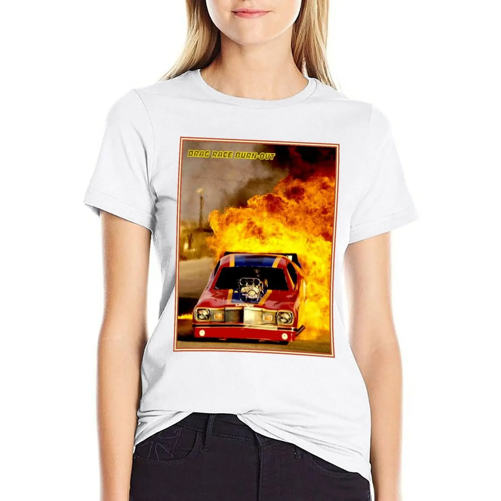 DRAG RACE BURN-OUT : Vintage Funny Car Advertising Print T-shirt oversized summer top Blouse oversized workout shirts for Women
DRAG RACE BURN-OUT : Vintage Funny Car Advertising Print T-shirt oversized summer top Blouse oversized workout shirts for Women