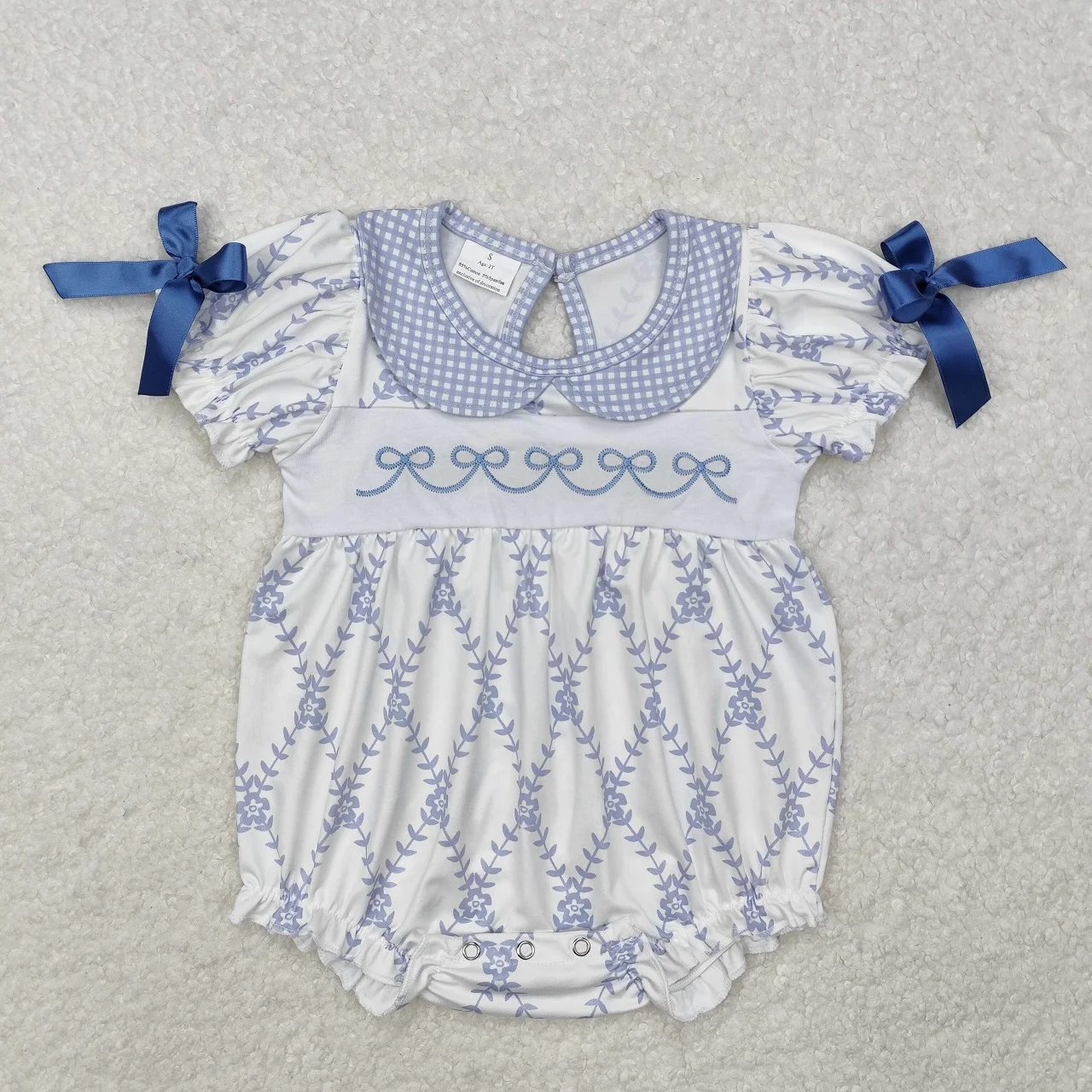 Wholesale Baby Girl Bodysuit Embroidery Blue Bows Bubble Newborn Children Coverall Stripes Short Sleeves Toddler Kids Romper
Wholesale Baby Girl Bodysuit Embroidery Blue Bows Bubble Newborn Children Coverall Stripes Short Sleeves Toddler Kids Romper