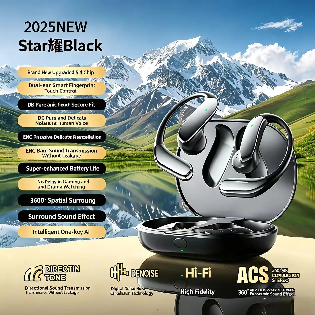 AI Intelligent Simultaneous Interpreting Bluetooth Headset, Ear Hook Q102, Noise Reduction Function; Long Lasting Battery Life
AI Intelligent Simultaneous Interpreting Bluetooth Headset, Ear Hook Q102, Noise Reduction Function; Long Lasting Battery Life