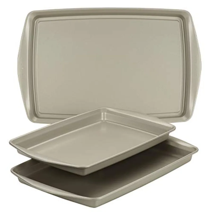Rachael Ray Nonstick without Grips includes Nonstick Cookie Sheets/ Baking Sheets - Silver
Rachael Ray Nonstick without Grips includes Nonstick Cookie Sheets/ Baking Sheets - Silver