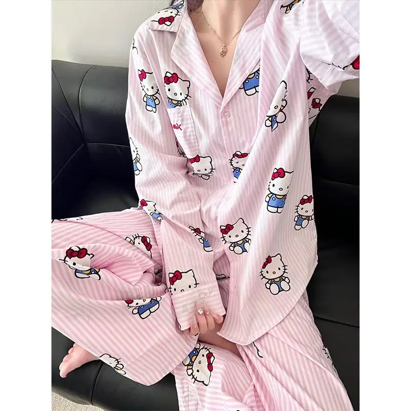 Hello Kitty Anime Kawaii Sanrio Ins Fashion Sleepwear Shirt Pants Set Cute Women Long Sleeve Homewear Pajamas Gifts for Kids
Hello Kitty Anime Kawaii Sanrio Ins Fashion Sleepwear Shirt Pants Set Cute Women Long Sleeve Homewear Pajamas Gifts for Kids