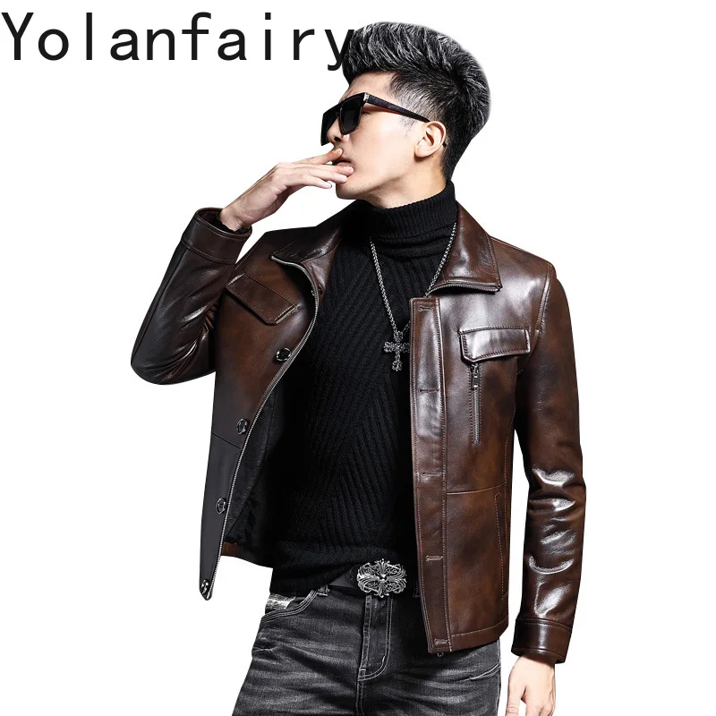 YOLANFAIRY Genuine Leather Jacket Man 2025 Autumn Men's Lapel Real Sheepskin Coat Casual Fashion Motorcycle Jackets Streetwear
YOLANFAIRY Genuine Leather Jacket Man 2025 Autumn Men's Lapel Real Sheepskin Coat Casual Fashion Motorcycle Jackets Streetwear