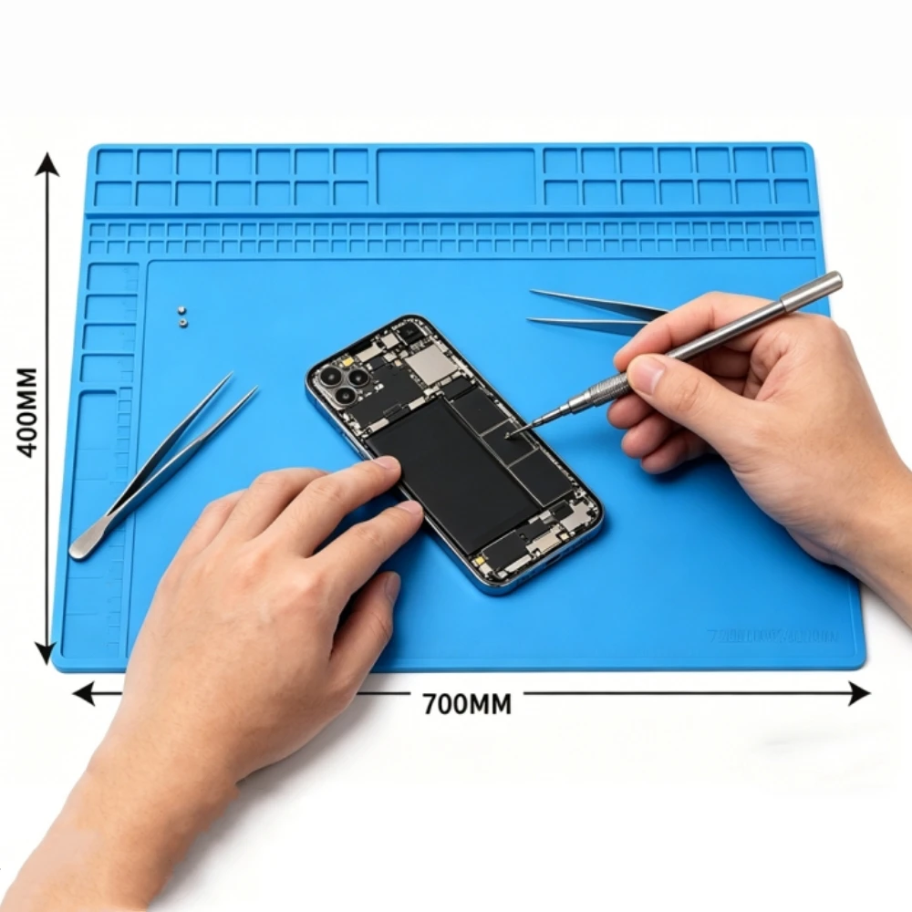 700mm*400mm Extra Large Silicon Insulation Pad Heat-Resistant Work Mat for Electronic Phone Laptop Repair Soldering Mat
700mm*400mm Extra Large Silicon Insulation Pad Heat-Resistant Work Mat for Electronic Phone Laptop Repair Soldering Mat