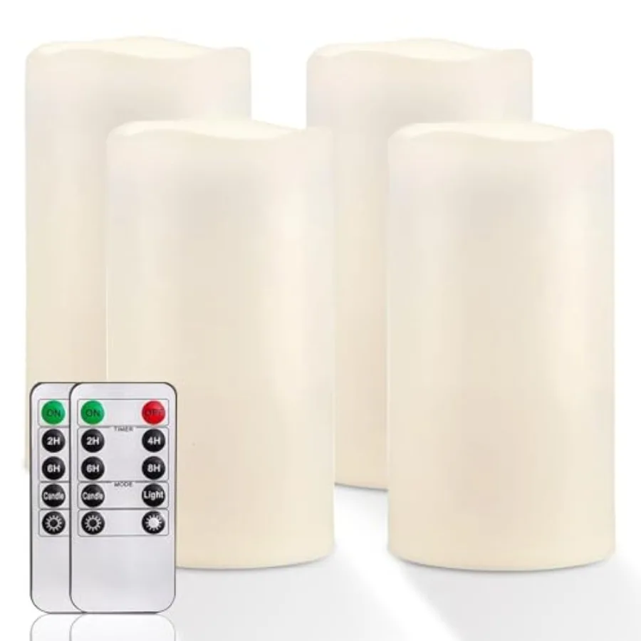 6" x 4" Large Waterproof Outdoor Flameless Candles with Remote Control and Timer Battery Operated Flickering LED Pillar Candles
6" x 4" Large Waterproof Outdoor Flameless Candles with Remote Control and Timer Battery Operated Flickering LED Pillar Candles