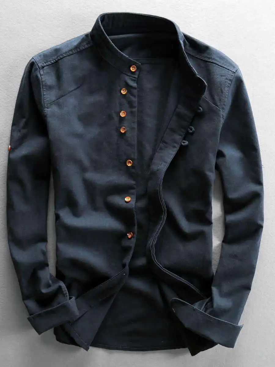 Autumn New Men's Casual Linen Shirt Vintage Collar Slim Fit PU Leather Long Sleeve CleanFit Inner Wear Pure Color Daily Use
Autumn New Men's Casual Linen Shirt Vintage Collar Slim Fit PU Leather Long Sleeve CleanFit Inner Wear Pure Color Daily Use